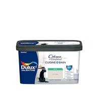 Dulux Valentine Peinture Intérieure Crème de Couleur Cuisine et Salle de Bain - Pièces Humides Murs et Boiseries - Résistant aux taches et à l'humidité - Satin Lin Clair 2 L