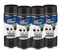 Dulux Valentine Peinture Intérieure et Extérieure Aérosol Color Touch - Effet Sablé Noir 400 ml - Lot de 4