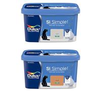 Dulux Valentine Peinture Si Simple Peinture Intérieure Toutes Pièces Satin - Peinture Murs et Plafonds, Portes et Plinthes - Lot de 2 - Couleurs : Le Lin & L'Ocre 2,5 L