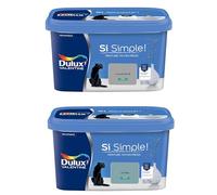 Dulux Valentine Peinture Si Simple Peinture Intérieure Toutes Pièces Satin - Peinture Murs et Plafonds, Portes et Plinthes - Lot de 2 - Couleurs : Le Gris Foncé & Le Bleu 2,5 L