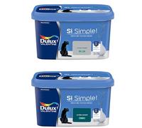 Dulux Valentine Peinture Si Simple Peinture Intérieure Toutes Pièces Satin - Peinture Murs et Plafonds, Portes et Plinthes - Lot de 2 - Couleurs : Le Gris Moyen & Le Bleu Canard 2,5 L