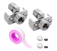Dulynva 2 Pièces Adaptateur Robinet Douche Réglable Laiton S rotatif 1/2 vers 3/4 Raccord Excentré Mitigeur avec Couvercle et Ruban Etancheite en PTFE adaptateurs de robinet de douche pour Cuisine