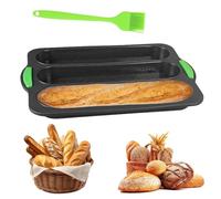 Dulynva Moule Baguette Moule à Pain en Silicone Moule pain au Lait Perforé Antiadhésif Moule a Baguette Four Plaque à Pâtisserie 3 compartiments avec Pinceau Cuisine pour Cuisson Pain Gâteaux