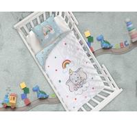 Dumbo Housse de Couette Bébé 100x140 + Taie 40x60 Coton Arc-en-Ciel Cadeau | Parure de lit bébé réversible | Coton naturel doux respirant Oeko-Tex | Disney | 0-3 ans | Lit à barreaux | Idée cadeau