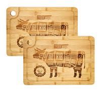 DuneDesign 2x Planches à Découper 33x23cm épais 20mm avec rigole pour jus Bambou