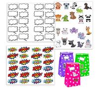 DuneDesign 64 Stickers Anniversaire Autocollant - Autocollants Animaux - Lot de Stickers Enfant pour Sachets Cadeaux Sticker Animaux Stickers Personnalisable pour Pochette Surprise Anniversaire Enfant