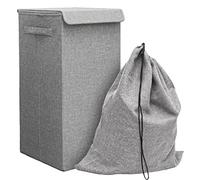 DuneDesign Laundry Panier à linge avec couvercle et sac à linge Gris 30 x 30 x 60 cm