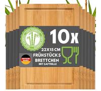 DuneDesign Lot de 10 Petites Planches à Découper en Bambou - 22 x 15 cm - Plateau Apéritif en Bois - Support Charcuterie Petit Déjeuner - Accessoire Apéro Cuisine Service