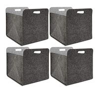 DuneDesign Lot de 4 Boîte de Rangement Feutre 33x33x38 cm Kallax Panier Feutrine Étagère IKEA Gris