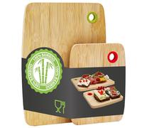 DuneDesign Massif & Résistant : Planche à Découper en Bambou Massif avec Code Couleur 30x22cm - Set de 2 - Planche en Bois Planche à Découper Bambou Planche en Bois Cuisine Planche a Decouper le Pain