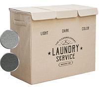 DuneDesign Panier à Linge 3 Compartiments - 84L Trieur de Linge avec Couvercle - 60x30x50 cm - Bac de Rangement Salle de Bain - Panier de Vêtements Sales - Meuble Buanderie - Organisateur de Maison