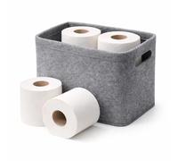 DuneDesign Rangement du Papier Toilette - Boîte en Feutre pour 4 Rouleaux - Panier de Bain - Gris
