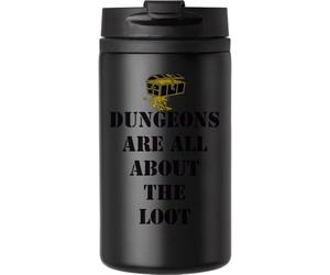 Dungeons are All About The Loot Tasse à café de voyage pour boissons chaudes et froides Tasse isotherme à double paroi avec couvercle étanche Noir