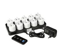 DUNI Lot de 10 LED Moving Flame, rechargeables, blanc chaud, 38 x Ø 36 mm, 25 heures, blanc chaud