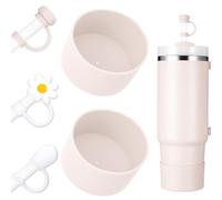 DUNLAGUE Lot de 2 bottes et housses de paille - Lot de 2 bottes en silicone, 3 capuchons de paille, protection de fond pour tasse Stanley H2.0 850,5 g et 1,2 134 g, couleur exacte avec Stanley