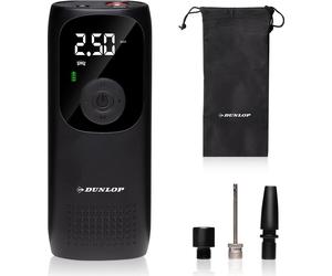 Dunlop Pompe à air électrique Compresseur de batterie avec USB-C - Pompe à vélo toutes valves - Compresseur 10 Bar - Noir