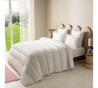 Dunlopillo - Couette Chaude Douce Nuit 220x240 cm - Fibre Creuse Siliconée | 400g/m² - Enveloppe Polyester Microfibre - Lit 2 Personnes - Piquage Lignes - Lavable 40°C
