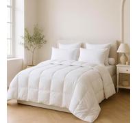Dunlopillo - Couette Légère Attraction 220x240 cm - Fibre Creuse Siliconée | 180g/m² - Enveloppe Polycoton - Lit 2 Personnes - Piquage Carrés - Finition Biais - Lavable 40°C