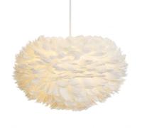 DUNMW 40 cm / 15,9 po Suspension en plumes blanches, abat-jour tissé à la main, luminaire romantique pour salon et chambre
