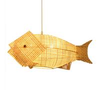 DUNMW Lampe suspendue en forme de poisson en bambou tissé à la main Lustre en bambou créatif Plafonnier Plafonnier Lustre en bambou naturel pour chambre à coucher, salon, salon de thé
