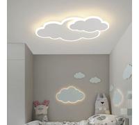 DUNMW Plafonnier LED 3D nuage 55 cm avec 2 nuages, lustre pour chambre d'enfant, salon, chambre de garçon ou de fille, 3 éclairages, 46 W