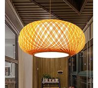DUNMW Suspension en Bambou Tissé à la Main Tissage Créatif Abat-Jour en Bambou Plafonnier Lustre Plafonnier avec Abat-Jour en PVC pour Salle à Manger, Restaurant, Chambre