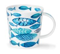 Dunoon Benmore Go Fish Mug géant en porcelaine fine Bleu/blanc 0,75 l