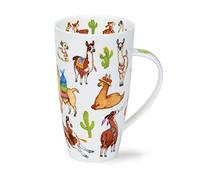 DUNOON Llamarama Lama Cactus Tasse drôle en porcelaine d'os Henley Style Henley 600 ml Maison Ronde Anse Réutilisable 1 pièce
