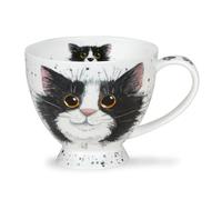 Dunoon Skye Mug en porcelaine fine Motif éclaboussures de chat Noir/blanc 0,45 l