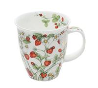 Dunoon Tasse en porcelaine anglaise en forme de Nevis, 480 ml, fruits sauvages (fraise), fabriquée en Angleterre, passe au micro-ondes et au lave-vaisselle