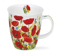 Dunoon Tasse en porcelaine fine en forme de Nevis, fabriquée en Angleterre, passe au lave-vaisselle et au micro-ondes - Prairie (coquelicot)