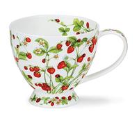 Dunoon Tasse Skye en porcelaine anglaise - Fraises, 0,45 l, moderne, floral, brillant, réutilisable, passe au lave-vaisselle