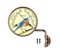 Dunuo Bluebird Thermomètre et hygromètre d'extérieur de 10,2 cm, jauge de température analogique en laiton résistant aux intempéries, sans piles, support mural pivotant réglable, décoration vintage