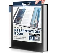 Dunwell Classeur avec pochettes en plastique 48 poches (1 paquet, noir) - Livre de présentation, 21,6 x 27,9 cm avec protège-feuilles transparentes, affiche des documents de 96 pages, des certificats,