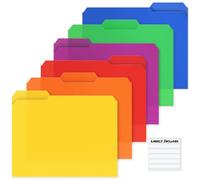 Dunwell Lot de 6 dossiers de classement en plastique coloré à 1/3 onglet pour documents de format lettre de 21,6 x 27,9 cm, couleurs assorties, politiques sans acide, étiquettes incluses