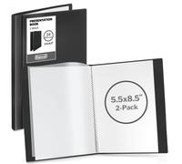 Dunwell Petits classeurs à pochettes - Livres de présentation 14 x 21,6 cm (lot de 2, noir), 24 pochettes, affiche 48 pages demi-taille ou mini livrets de 14 x 21,6 cm, qualité d'archivage sans acide