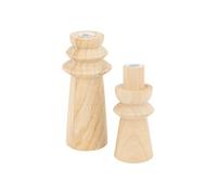 Atmosphera Duo de bougeoirs en bois – Beige