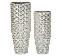 Duo de grands vases Silvy en métal argenté