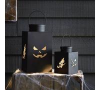 Duo de Lanternes d'Halloween en Métal Noir pour l'Extérieur