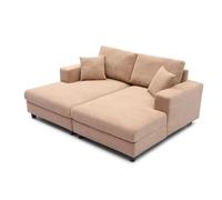 Duo de méridiennes Fabien combinables en canapé profond Velours côtelé Beige