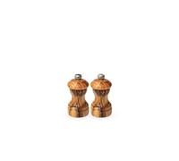 Duo de moulins à poivre et à sel manuels en bois d'olivier, 10 cm - 4' bistro