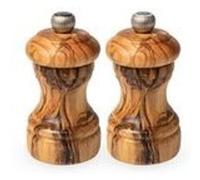 Duo de moulins à poivre et à sel manuels en bois d'olivier, 10 cm - 4' bistro G