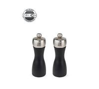 Duo de moulins à poivre et à sel manuels - Fidji - Bois et inox - Noir - 15 cm