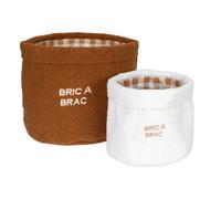 Duo de paniers de rangement en bouclette - Blanc et marron