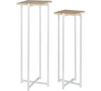 Duo de Sellettes Gigognes Industrielles Aspect Bois et Métal Blanc - MOX - ALTOBUY Marron G