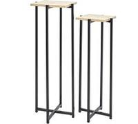 Duo de Sellettes Gigognes Industrielles Aspect Bois et Métal Noir - MOX - ALTOBUY Marron G