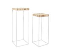 Duo de Sellettes Gigognes Rondins de Bois et Métal Blanc - FREJ - ALTOBUY Bois G