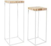 Duo de Sellettes Gigognes Rondins de Bois et Métal Blanc - FREJ - ALTOBUY Bois G