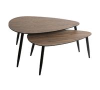 Duo de table basses en MDF effet bois de Noyer - Marron