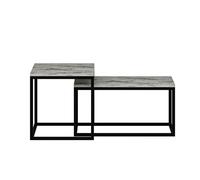 Duo de tables basses encastrables effet marbre - Blanc et noir